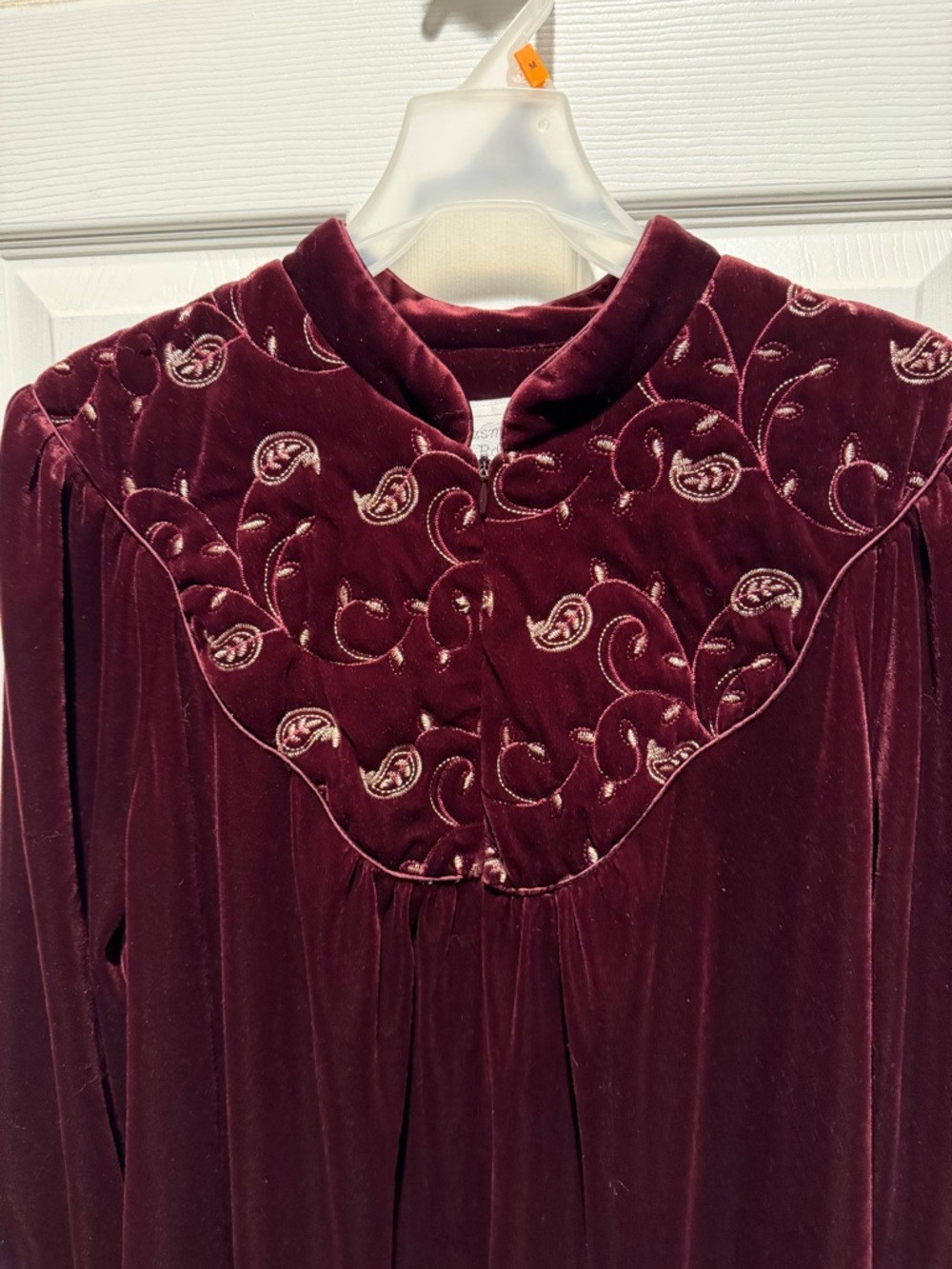 Jasmine Rose Burgundy Velvet Embroidered Robe